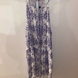 Blue and white flowery romper